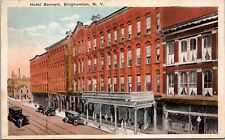 Binghamton NY Hotel Bennett Cars Signs Suffrage Mtgs. White Border Postcard 1915 picture