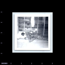 Vintage Square Photo MAN SLEEPING IN CABIN picture