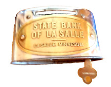 Antique Handle Coin Bank State Bank of LASALLE, MINNESOTA 1 Key picture
