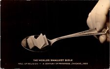 RPPC The World's Smallest Bible Hall of Religion Century of Progress Chicago, IL picture