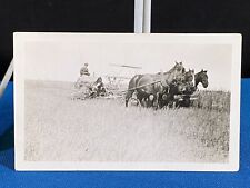 Early Implement Horses Harvesting Wheat Castor Alberta Canada 1917 Antique Photo picture
