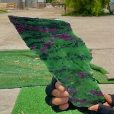 386G Natural green Ruby zoisite (anylite) slice crystal slab sample Healing picture