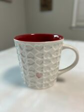 STARBUCKS 2007 HEART 16 OZ MUG w/ RED INTERIOR AND RED HEART EMBOSSED GLOSSY picture