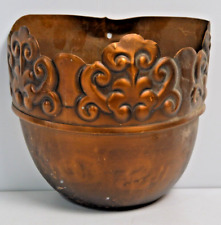 Vintage Copper Wall Pockett Brushed Finnish Floral Holder French Floral Pattern picture