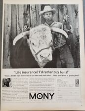 1963 Mony Mutual Life Insurance NY I'd Rather Buy Bulls Vintage Print Ad picture
