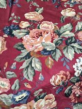 Vtg 90s Richloom Fabric Red Floral Cottage Rose Decorator 4 3/4 yds Traditional  picture