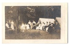 RPPC Real Photo Postcard - Camping, men, women, tents, rocking chairs, camp fire picture