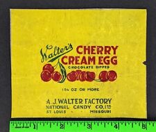 Vintage 1930's Walter's Cherry Cream Egg St. Louis EMPTY Trimmed Candy Wrapper picture