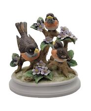 Vintage Royal Crown Arnart Porcelain Bisque Mother & Baby Birds Robins Figurine picture