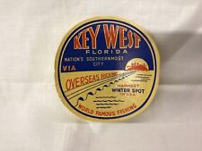 Vintage KEY WEST FLORIDA Travel Suitcase Luggage Decal Overseas Highway picture