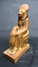 PHARAONIC ANCIENT EGYPTIAN ANTIQUES Statue Sekhmet Goddess Of War Seated Rare BC picture