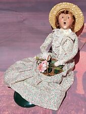Byers Choice Caroler 2005 Spring Woman Sitting With Basket of Flowers Long Dress picture