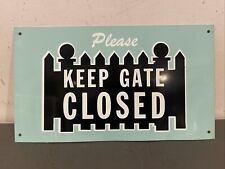 Original Vintage 1950s “Please Keep Gate Closed” Fence Sign Antique Gas MCM picture