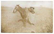 Cowgirl With Horse At Greenfield Iowa, Antique RPPC Photo Postcard picture