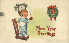 1915 New Year Greetings-Little Boy Antique Postcard 1c stamp Vintage Post Card picture