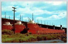 Vintage Postcard Ore Carriers Pittsburg Boats picture