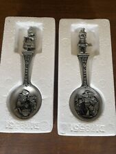 Vtg RARE Franklin Mint Best Loved Stories of Childhood 2 Pewter Spoons picture