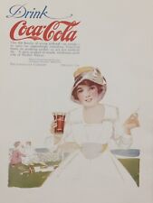 1917 Coca-Cola Coke Print Advertising Girl Golf Course Club Full Color Vintage  picture