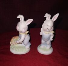 Set of 2 Vintage Easter Bunny Ceramic Figurines picture