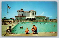 c1956 Hotel Fladers & Outdoor Pool US Flag Red VINTAGE Postcard 2c picture