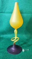 Vintage  1960s Art Glass Studio Hand Blown Oil Lamp Yellow/ Purple 8.75
