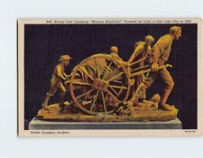 Postcard Bronze Cast Mormon Hand-Cart en route to Salt Lake City Torlief Knaphus picture