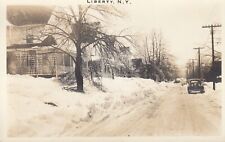 RPPC Real Photo of Snowy Winter Day in Liberty New York / Sullivan County c1920  picture