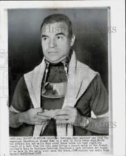 1956 Press Photo Porfirio Rubirosa wearing a steel neck brace in Paris picture