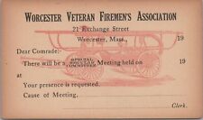 Postcard Worcester Veteran Firemen's Association Worcester MA  picture