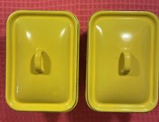 Vintage Yellow Enamelware Refrigerator Dish Kitchen Cook Storage Containers Set picture