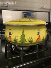 Vintage HB Quimper Metal Dutch Over Enamel Lining Cooking Pot Cookware W Germany picture