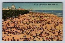 Miami Beach FL-Florida, Sun Time At The Beach, Aerial View, Vintage Postcard picture