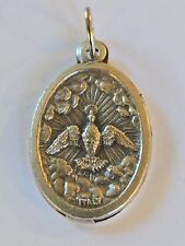 Sterling Silver ~ HOLY SPIRIT DOVE Pendant ~ ITALY ~ PRAY FOR US 3grams VINTAGE picture