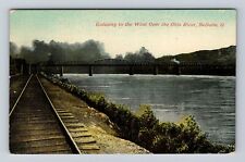 Bellaire OH-Ohio, Gateway to West over Ohio River, RR Bridge Vintage Postcard picture