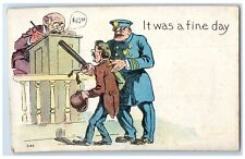 c1910's Rubbery Man Cached Policeman It Was A Fine Day Unposted Antique Postcard picture