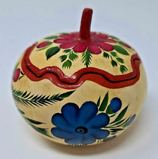 Mexico Folk Art Hand Painted Gourd Trinket Holder - Vintage picture