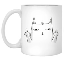 Funny Cat Coffee Mug Middle Finger Cool Cat Gift For Cat Lovers Cat Dad Cat Mom picture
