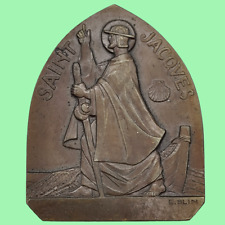 Antique St Jacques-De-Compostelle medal E. BLIN religious plaque badge picture
