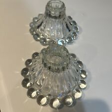 Vintage Clear Glass Candlestick Holders Lot Set Of 2 Collectible Tabletop Decor picture