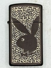 2014 Playboy Bunny Head Cheetah Print Black Matte Slim Zippo Lighter picture