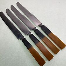 Bakelite Two Tone Dinner Knives Vintage Cardinal - Stainless Set of 4 picture
