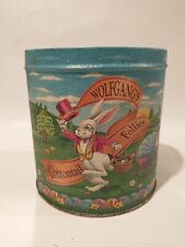 Vintage Wolfgang's Cottontail Follies round Easter tin Babbitts 4.5