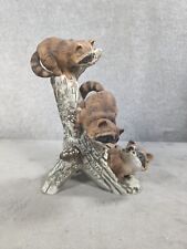Homco Masterpiece Porcelain 3 Racoons on a Tree Trunk Figurine Wildlife picture