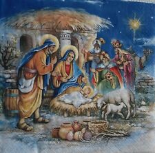 2 individual Paper Decoupage NAPKINS - CHRISTMAS BIRTH OF JESUS NATIVITY RELIGIO picture