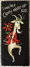 Unused Christmas Crazy Goat Kid Flip Lid Vintage Greeting Card 1960s 1970s picture