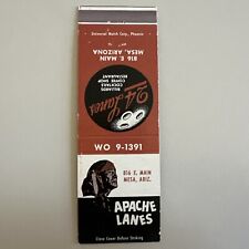 Vintage 1950s Apache Lanes Bowling Alley Mesa Arizona Matchbook Cover picture