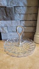 Vintage Mid-Century Glass Serving Dish w/Metal Handle picture