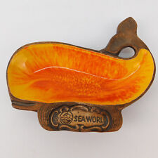 Vintage Treasure Craft SEA WORLD Souvenier Dish ORANGE WHALE 7 Inch Misc. Holder picture
