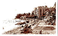 RPPC Postcard Waikiki Beach Honolulu, Hawaii 1940's Beach at Waikiki Royal Hawai picture