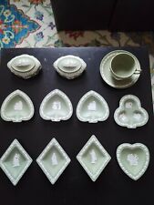 Vntg  Green Wedgwood Jasperware Collection 12 Items : cup saucers,boxes,dishes  picture